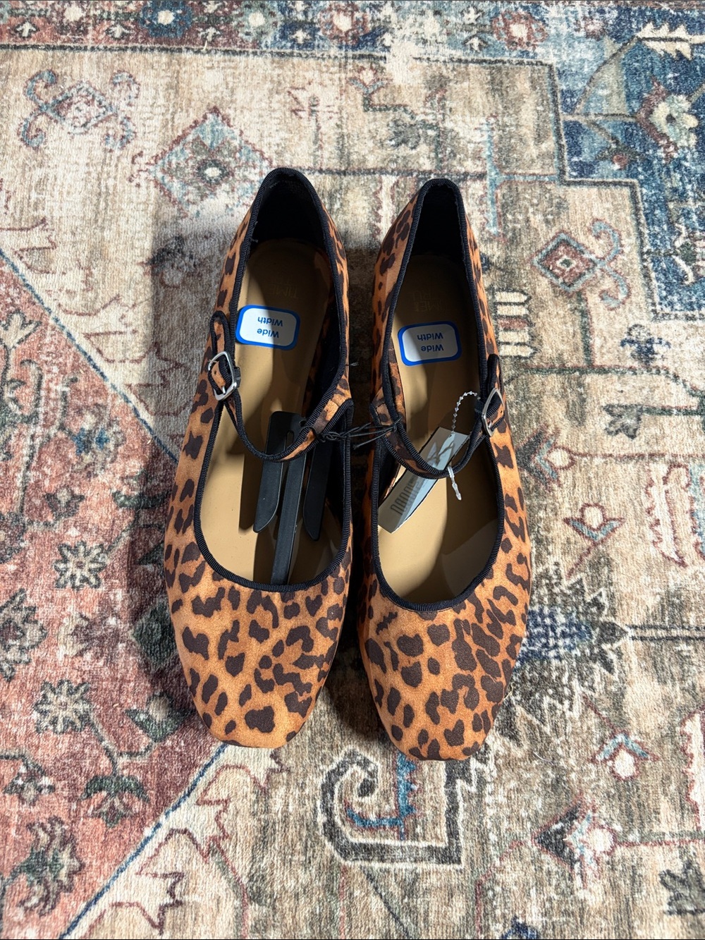 Time and Tru Leopard Print Mary Jane Flats - Tan and Black